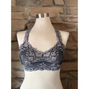 Free People Intimately Lace Bralette Blue Gray Floral Racerback Sz S